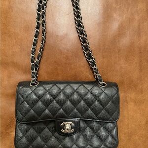 Caviar Quilted Small Double Flap Black